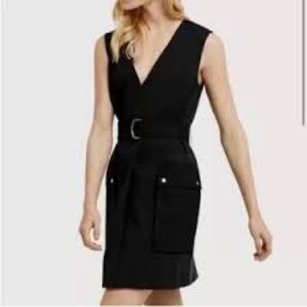 Kit and Ace In the Field Black Belted V-Neck Utility Mini Dress Size 6